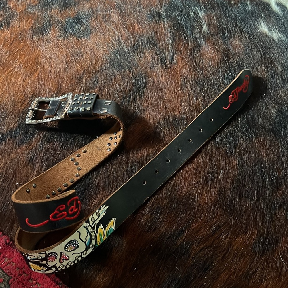 Ed hardy studded belt L leather Vintage